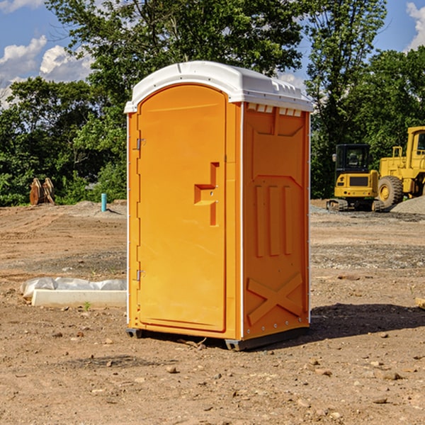 how often are the portable restrooms cleaned and serviced during a rental period in Ramsey